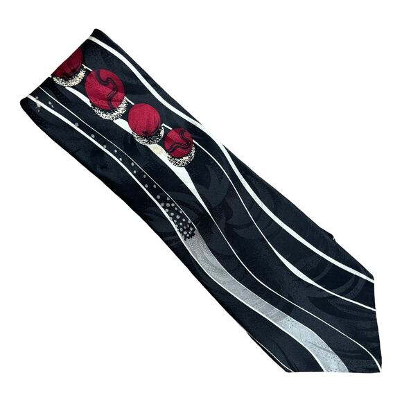 Black and White with Red Dots Tie - Picture 2 of 8